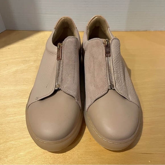 Pairs In Paris Women’s Leather Taupe Pink Zip Slip On Shoes Sneakers Size EU 39 - Picture 3 of 9